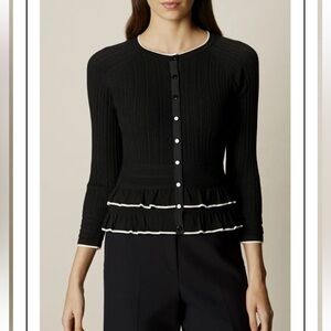 KAREN MILLEN Ruffled Hem Knit Cardigan